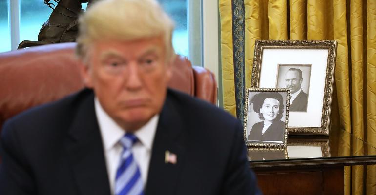 President Donald Trump parents pictures over shoulder