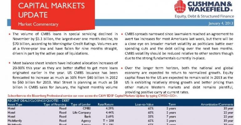 C&amp;W EDSF Capital Markets Update - January 7, 2013