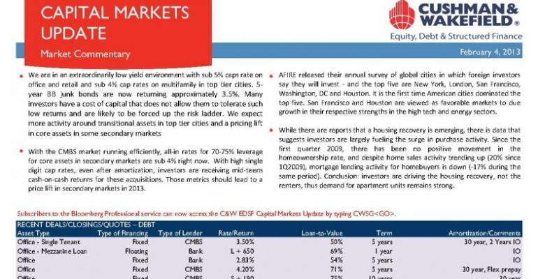 C&amp;W EDSF Capital Markets Update - February 4, 2013